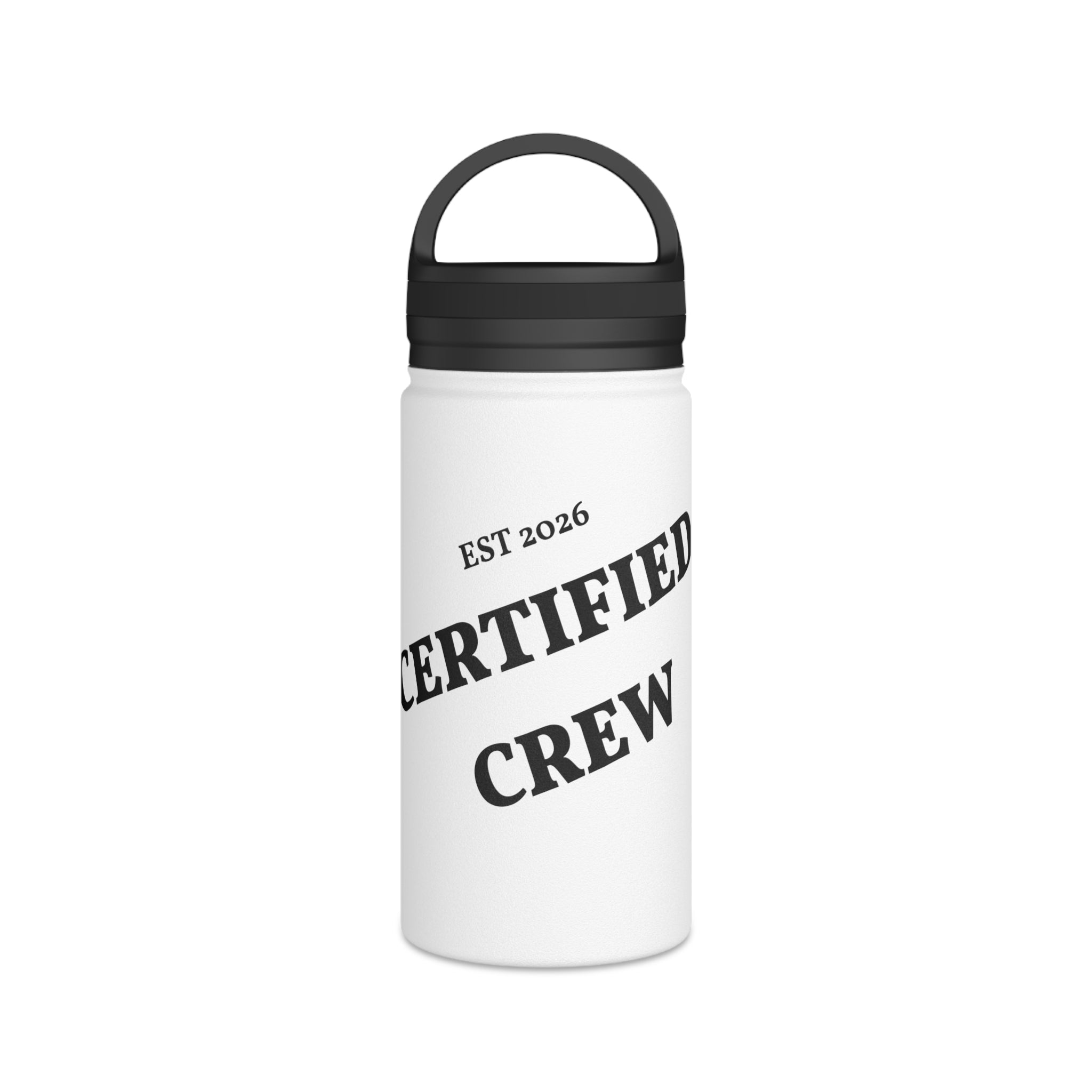 Certified Crew Stainless Steel Water Bottle, Handle Lid