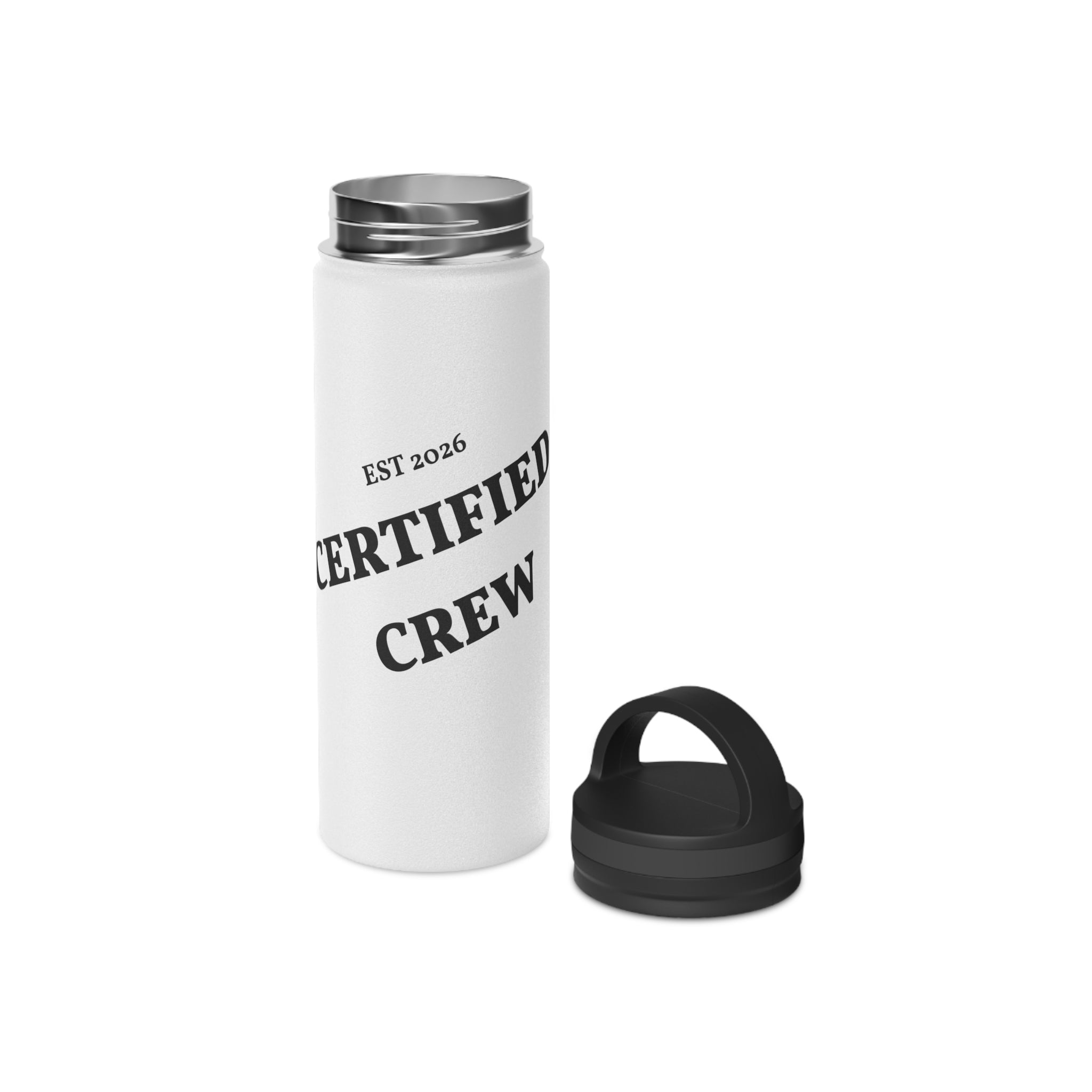 Certified Crew Stainless Steel Water Bottle, Handle Lid