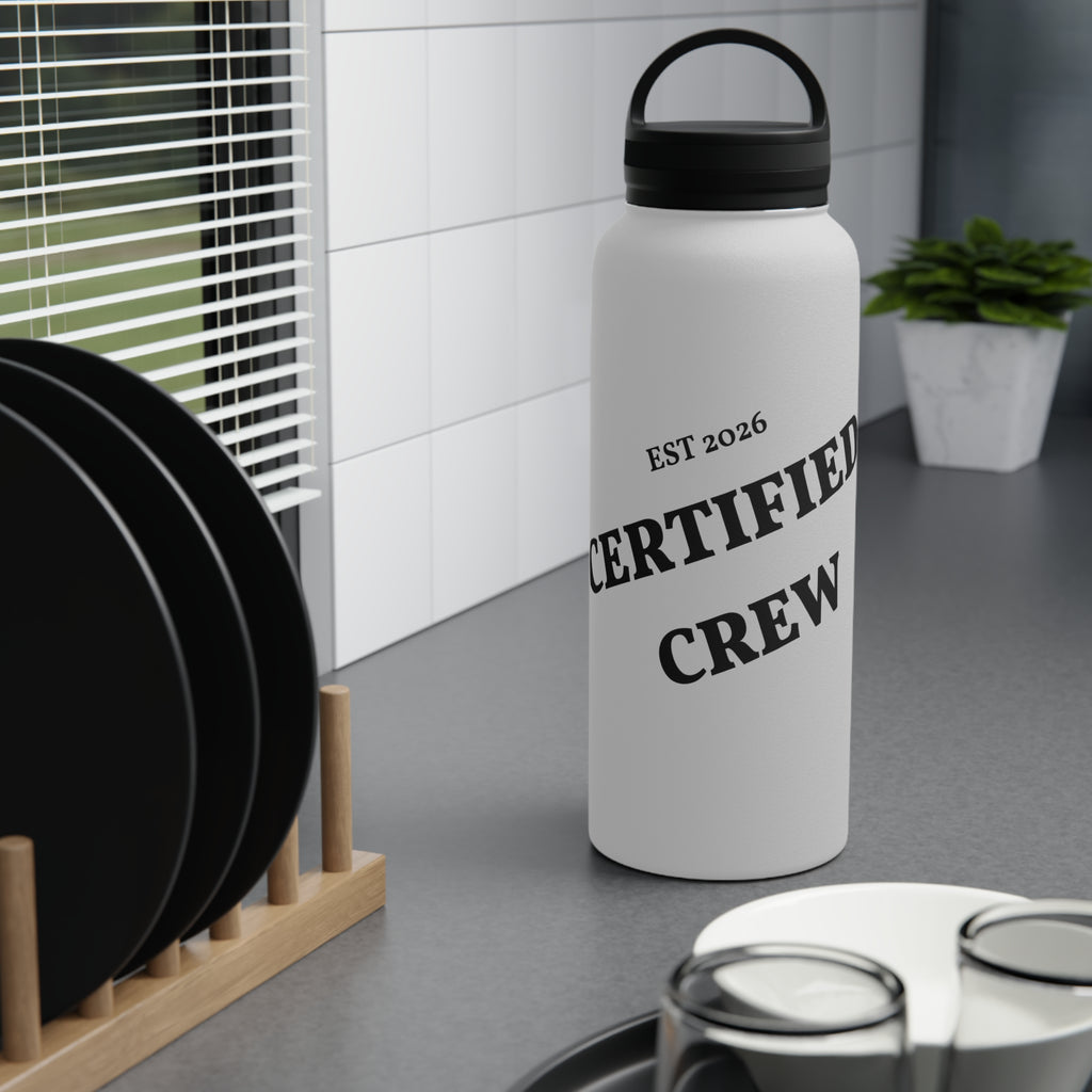 Certified Crew Stainless Steel Water Bottle, Handle Lid