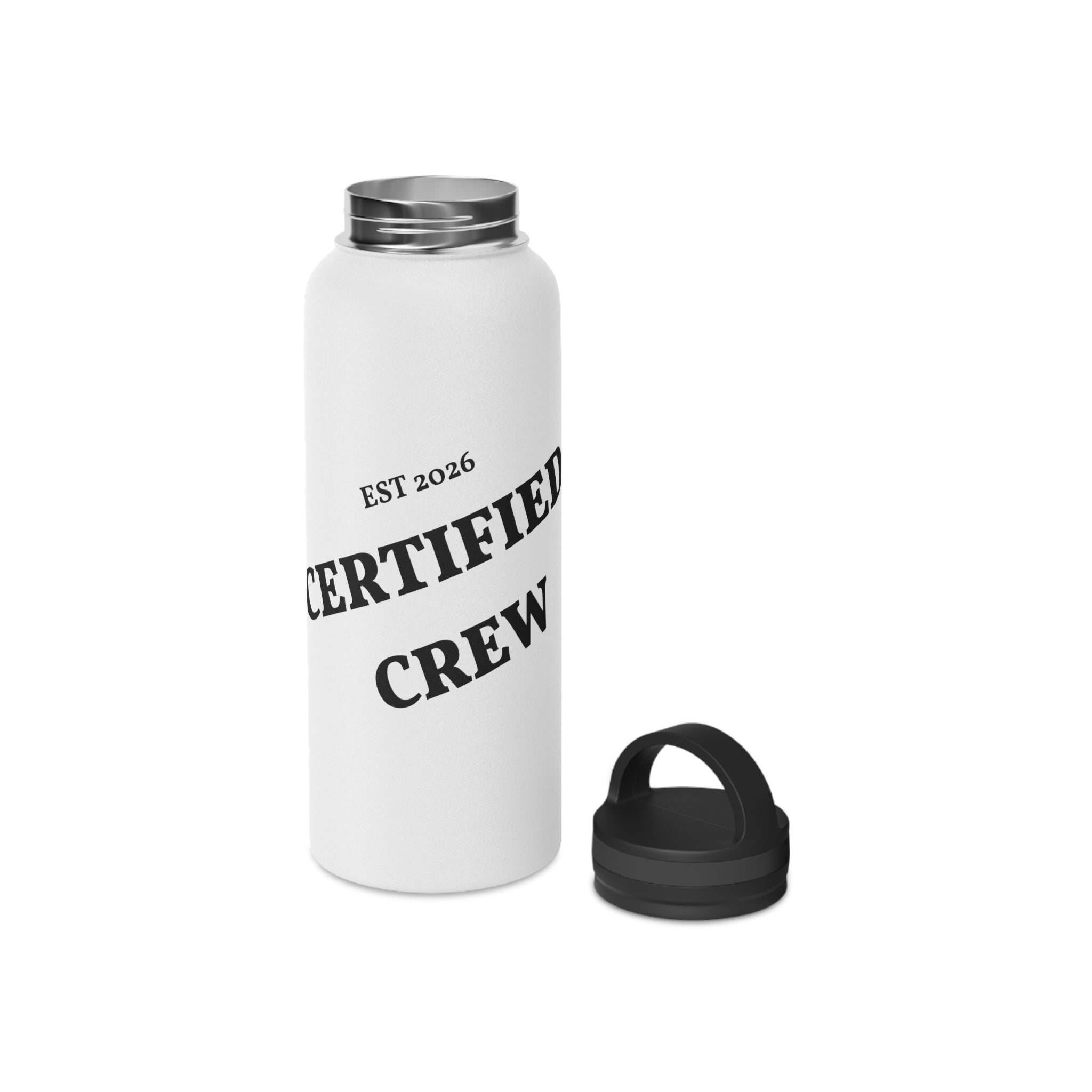 Certified Crew Stainless Steel Water Bottle, Handle Lid