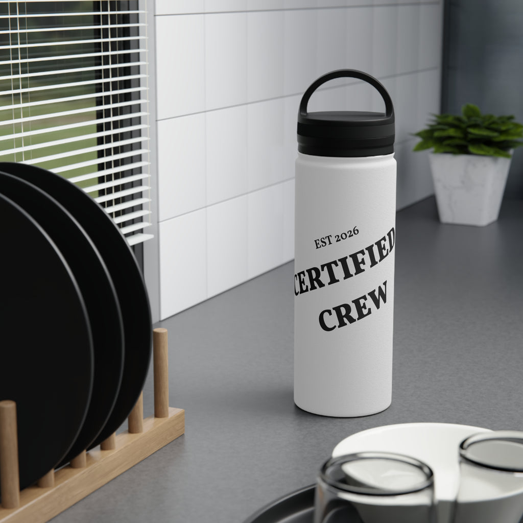 Certified Crew Stainless Steel Water Bottle, Handle Lid